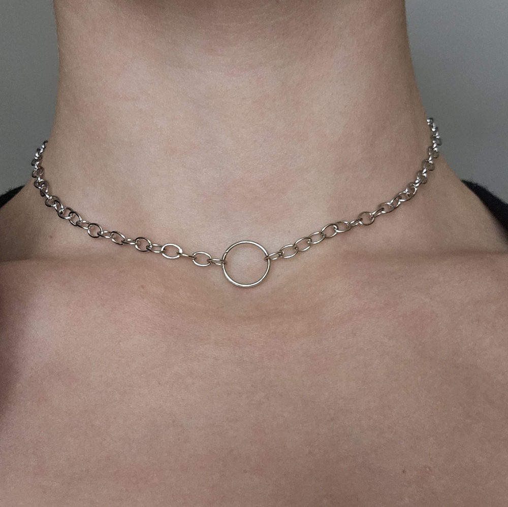 Custom Silver O Ring Chain Choker Necklace